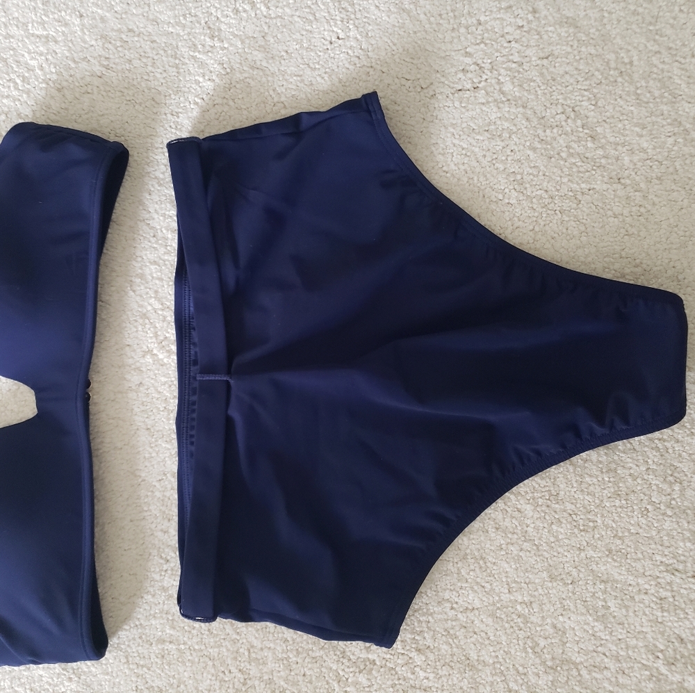 SOLD Tory Burch T-Belt High Waisted 2-piece Bikini Navy szS - Picture 9 of 16